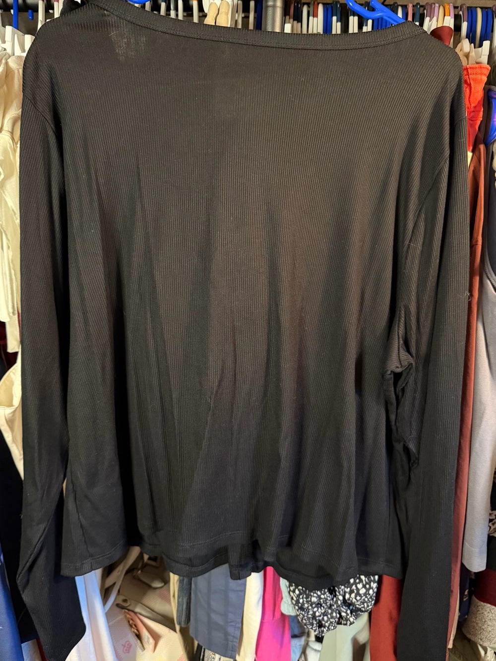 a new day Black Ribbed Button-Front V-Neck Cardigan size 2X - Picture 4 of 4